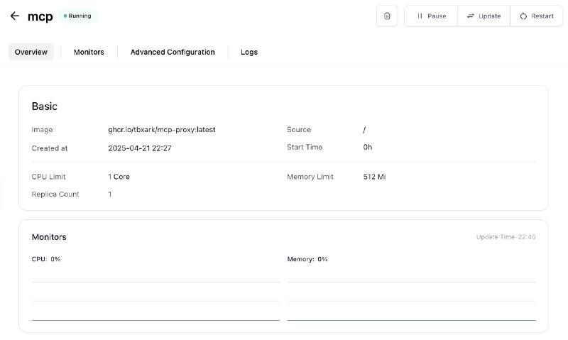 用 Claw 的免费容器部署了 @tbxark 的 MCP Proxy,   MCP Server 安全风险降低很多
