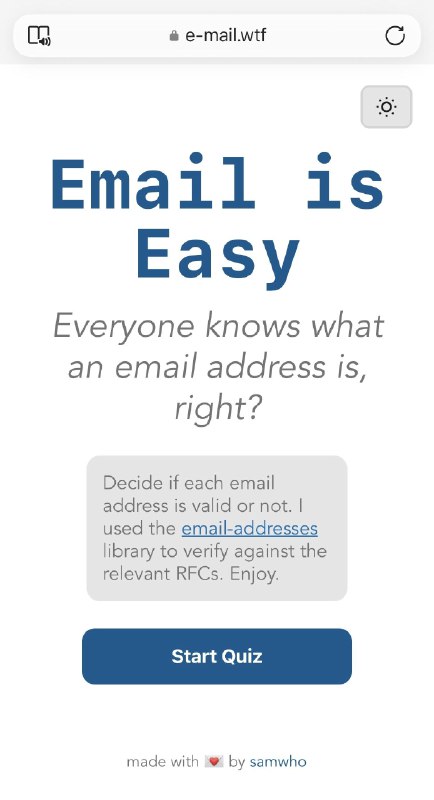 Email 地址是无法通过正则匹配的，除非你可以通过这个测试！